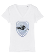 Motorcycle ride 3 Tricou mânecă scurtă guler V Damă Evoker