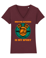 Motor Racing Is My Sport Tricou mânecă scurtă guler V Damă Evoker