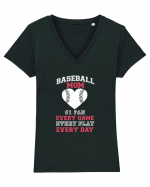 BASEBALL MOM Tricou mânecă scurtă guler V Damă Evoker