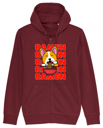 Kawaii Corgi Eating Ramen Burgundy