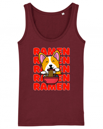 Kawaii Corgi Eating Ramen Burgundy