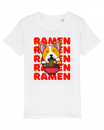 Kawaii Corgi Eating Ramen White