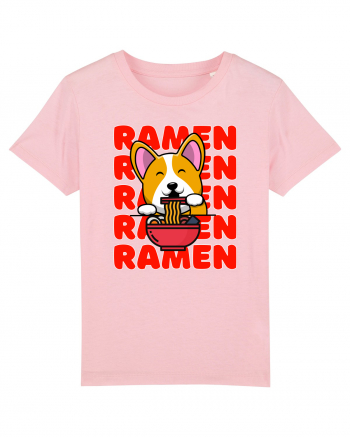 Kawaii Corgi Eating Ramen Cotton Pink