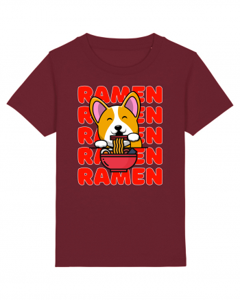 Kawaii Corgi Eating Ramen Burgundy