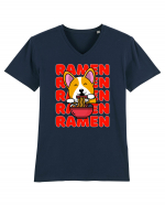 Kawaii Corgi Eating Ramen Tricou mânecă scurtă guler V Bărbat Presenter