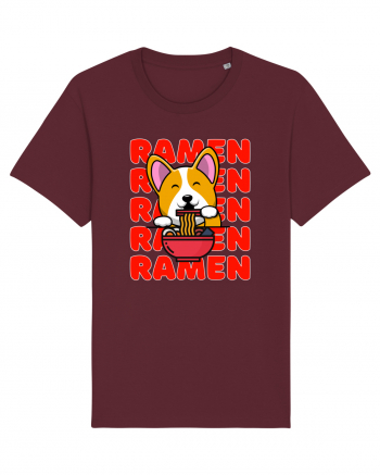 Kawaii Corgi Eating Ramen Burgundy