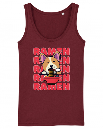 Kawaii Corgi Eating Ramen Burgundy