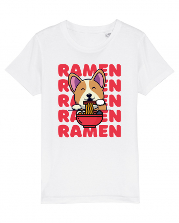 Kawaii Corgi Eating Ramen White