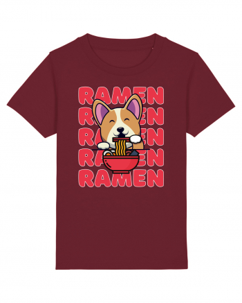 Kawaii Corgi Eating Ramen Burgundy