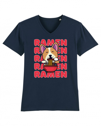 Kawaii Corgi Eating Ramen French Navy