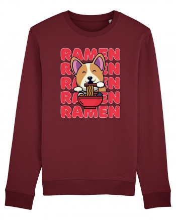 Kawaii Corgi Eating Ramen Burgundy