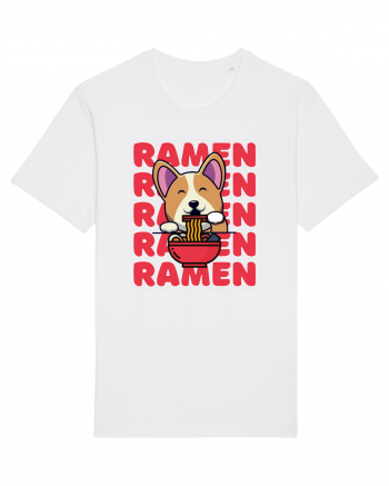 Kawaii Corgi Eating Ramen White