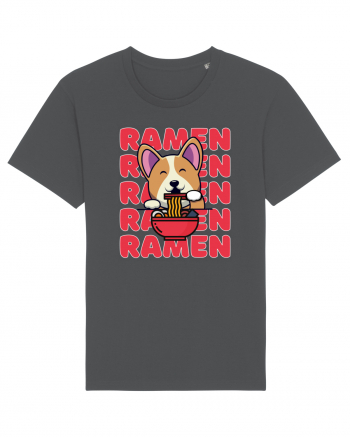 Kawaii Corgi Eating Ramen Anthracite