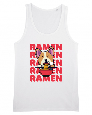 Kawaii Corgi Eating Ramen White