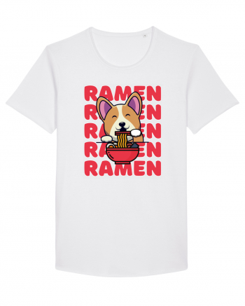 Kawaii Corgi Eating Ramen White