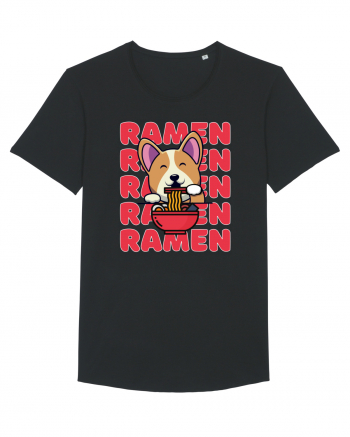 Kawaii Corgi Eating Ramen Black