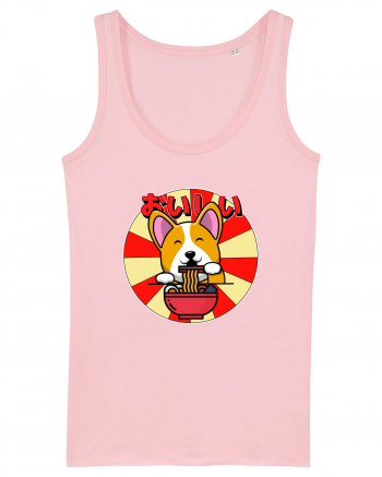 Kawaii Corgi Eating Ramen Cotton Pink