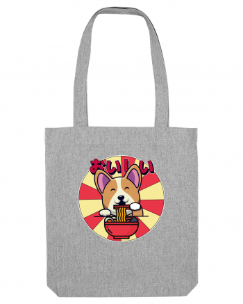 Kawaii Corgi Eating Ramen Heather Grey