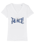 Teach peace! Tricou mânecă scurtă guler V Damă Evoker