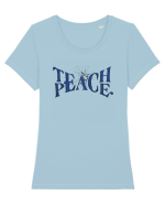 Teach peace! Tricou mânecă scurtă guler larg fitted Damă Expresser