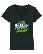 Grow Through Tricou mânecă scurtă guler V Damă Evoker