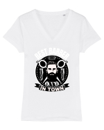 Best Barber In Town Tricou mânecă scurtă guler V Damă Evoker
