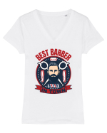 Best Barber In Town Tricou mânecă scurtă guler V Damă Evoker