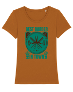 Best Barber In Town Tricou mânecă scurtă guler larg fitted Damă Expresser