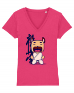 Karate Dog Tricou mânecă scurtă guler V Damă Evoker