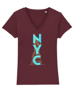 NYC(New York City) Tricou mânecă scurtă guler V Damă Evoker