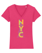 NYC(New York City) Tricou mânecă scurtă guler V Damă Evoker