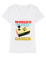 World's Okayest Gamer Tricou mânecă scurtă guler V Damă Evoker