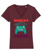 World's Okayest Gamer Tricou mânecă scurtă guler V Damă Evoker