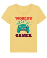 World's Okayest Gamer Tricou mânecă scurtă guler larg fitted Damă Expresser