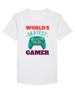 World's Okayest Gamer Tricou mânecă scurtă guler larg Bărbat Skater