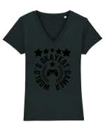 World's Okayest Gamer Tricou mânecă scurtă guler V Damă Evoker