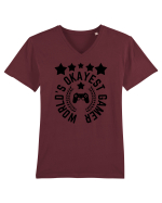 World's Okayest Gamer Tricou mânecă scurtă guler V Bărbat Presenter