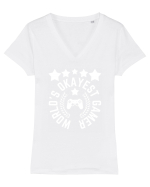 World's Okayest Gamer Tricou mânecă scurtă guler V Damă Evoker