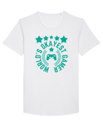 World's Okayest Gamer Tricou mânecă scurtă guler larg Bărbat Skater