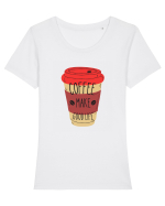 Coffee Make Good Life  Tricou mânecă scurtă guler larg fitted Damă Expresser