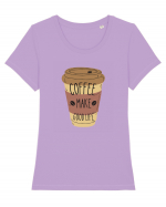 Coffee Make Good Life  Tricou mânecă scurtă guler larg fitted Damă Expresser