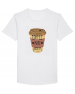 Coffee Make Good Life  Tricou mânecă scurtă guler larg Bărbat Skater