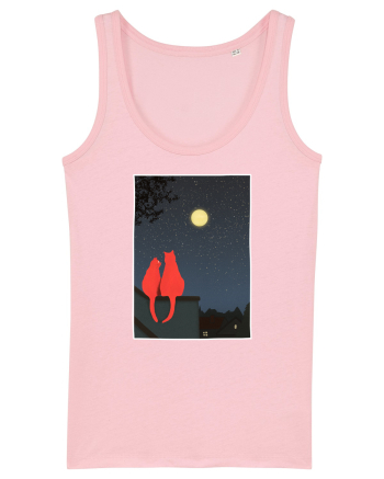 Cats Watching Moon Cotton Pink
