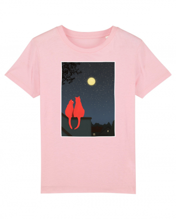 Cats Watching Moon Cotton Pink