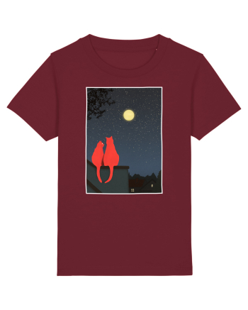 Cats Watching Moon Burgundy