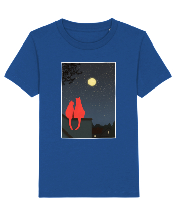 Cats Watching Moon Majorelle Blue