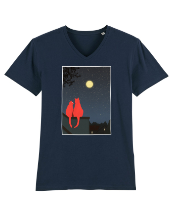 Cats Watching Moon French Navy