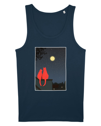 Cats Watching Moon Navy