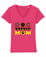 Dog Mom Tricou mânecă scurtă guler V Damă Evoker