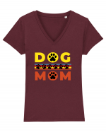 Dog Mom Tricou mânecă scurtă guler V Damă Evoker